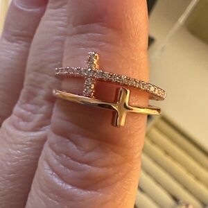 Rose Gold Double Cross Ring